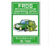 CREATCABIN Funny Frog Parking Only Metal Tin Sign Vintage Violators Will Be Toad Wall Art Decor Rustic Farmhouse Home Bar Coffe Garden Porch Market Decorations 8 x 12 Inch