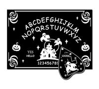 CREATCABIN Ghost Pendulum Board Wooden Spirit Board Pendulum Dowsing Divination Board Set Castle Black Talking Board Metaphysical Message with Planchette for Witch Altar Halloween Supplies 11.8X8 Inch