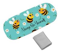 CREATCABIN Glasses Case Hard Shell Leather Eyeglasses Cases Bees Sunglasses Holder Portable Travel Spectacle Pouch Storage Clamshell Protective Cover Gift for Women Men Bee Yourself 6.4x2.5x1.5 Inch