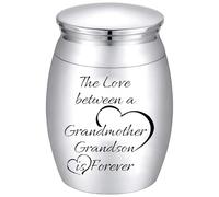 CREATCABIN Grandmother Urn Silver Mini Urns Metal Alloy The Love between a Grandmother Grandson is Forever Human Keepsake Memorial Cremation Ashes Holder Container for Funeral Burial Female 1.6 x 1.2"