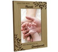 CREATCABIN Grandparents Photo Frame Wood Picture Frames Only the Best Parents Get Promoted to Grandparents Picture Frame Memorial Tabletop Keepsake for Grandma Grandpa Gifts Desk Decor 6x8 Inch