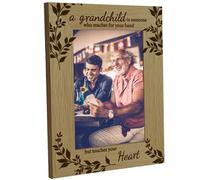 CREATCABIN Grandparents Picture Frame Wood Photo Frames Engraved Display 4x6 Tabletop Frame for Hanging Wall Home Gifts Desk-A Grandchild is Someone Who Reaches for Your Hand but Touches Your Heart