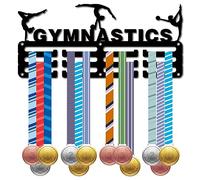 CREATCABIN Gymnastics Medal Hanger Display Medal Holder Rack Sports Metal Hanging Awards Iron Small Mount Decor Awards for Wall Home Badge Race Women Gymnastics Swimming Medalist Black 11.4x5.1 Inch