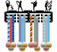 CREATCABIN Gymnastics Medal Hangers Medal Holder Display Racks Hooks Wall Mounted Sports Gymnastic 3 Lines Hold 40+Medals Gift for Gymnast Athlete Race Winner Medalist Women 11.4x5.1 Inch Black