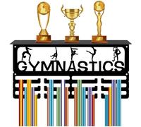 CREATCABIN Gymnastics Medal Holder Trophy Shelf Medal Hanger Display with Shelf Stand Sports 4 Rows Wall Mount Hold 70+ Medals for Women Gymnastics Soccer Running Swimming Awards Rack 15.7 x 7.9 Inch