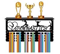 CREATCABIN Gymnastics Medal Holder Trophy Shelf Medal Hanger Display with Shelf Stand Sports 4 Rows Wall Mount Hold 70+ for Women Gymnastics Soccer Running Swimming Awards Rack 15.7 x 7.9 Inch