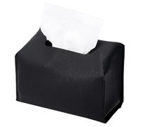 CREATCABIN Hand Towel Box Cover Rectangle Leather Tissue Box Cover Holder Leather Facial Tissue Case Holder Decorative Organizer with Bottom Belt for Bathroom Countertop Living Room 9.6x3.8x6.4 Inch