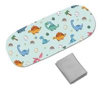 CREATCABIN Hard Shell Glasses Case Leather Sunglasses Case Portable Slim Eyeglass Case Holder Spectacle Case Clamshell Protective Cover with Cleaning Cloth for Women Men Dinosaur 6.4x2.5x1.5 Inch
