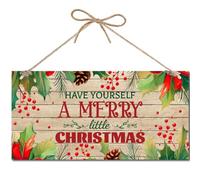 CREATCABIN Have Yourself a Merry Little Christmas Wooden Hanging Sign Christmas Wood Sign Decor with Rope Christmas Wall Decor Xmas Hanging Plaque Sign Gift for Christmas Home Room Garden 12x6Inch