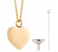 CREATCABIN Heart Urn Necklace for Ashes Keepsake Cremation Jewelry Stainless Steel Urns Pendant Mini Urn Jewelry Gold Urn Pendant Ashes Holder with Funnel Pin Waterproof for Women Men 2x2.6cm