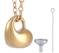 CREATCABIN Heart Urn Pendant Gold Ashes Necklace 304 Stainless Steel Small Chain Locket Vial Funnel Eye Pins Container Jewelry Necklace Set for Pet Ashes Memorial Keepsake Commemorative Decorative