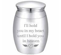 CREATCABIN Heart Wing Mini Cremation Urns Small Keepsake Urn Set Metal Sharing Funeral Urn Stainless Steel Miniature Burial Funeral Jar Memorial Ashes Holder Urns for Human Pets Silvery 1.57x1.18Inch
