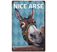 CREATCABIN Hello Sweet Cheeks Sign Vintage Donkey Tin Signs Funny Metal Tin Sign Wall Art Garden House Plaque for Bathroom Kitchen Cafe Wall Halloween Christmas Decor, 8 x 12 Inch