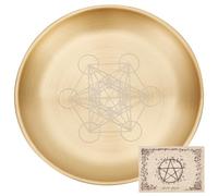 CREATCABIN Hexagram Tarot Altar Plate Ritual Burning Candle Holder Aromatherapy Tray Bowls Offering Incense Ceremony Plate with Altar Card Home Decor for Witchcraft Wiccan Wedding Golden 5.55 Inch