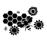 CREATCABIN Hive Bee Sunflower Mirror Wall Stickers 3D Acrylic Mirror Decal Removable Vinyl Art Wall Home Decor Mural DIY Mirror Decor for Living Room Bedroom Background Decoration, Silver