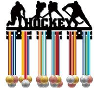 CREATCABIN Hockey Medal Holder Medal Hangers Display Stand Acrylic Medal Rack Sports Medal Frame Hanging Medals Wall Black Mounted Hanger Rack for Women Men Wall Running Soccer Karate 11.4 x 5.1 Inch