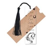CREATCABIN Horse Book Marks Transparent Book Markers Clear Acrylic Rectangle Just Who Loves Horses Animal Decoration Bookmarks with Tassel for Reading Teacher Student Accessories 4.7 x 1.4 Inch