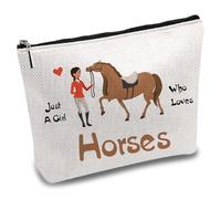 CREATCABIN Horses Canvas Makeup Bags Cosmetic Bag Portable Multipurpose Case Iron on Transfe Metal Zipper Pouch Sublimation Blanks Bag Purse Pouches Travel Toiletry Bag for DIY School 10x7Inch