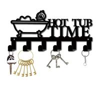 CREATCABIN Hot Tub Time Towel Hooks Bathroom Towel Hanger Rack Wall Mounted With 6 Hooks Black Iron Metal Robe Storage Hot Hub Accessories for Bathrobes Clothes Keys Coats Outdoor 10.6 x 5.1 Inch