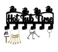 CREATCABIN Hot Tub Time Towel Rack Bathroom Towel Hanging Hooks Wall Mounted Hothub Metal Black Hanger Organizer Indoor Outdoor for Robe Coat Clothes Bags Purse Shower Entryway 10.6 x 5.1 Inch