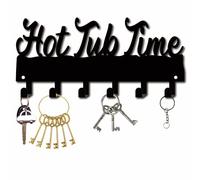 CREATCABIN Hot Tub Time Towel Rack Bathroom Towel Hooks Hanger Black Waterproof Metal Towel Holder Organizer with 6 Hooks Wall Mounted for Robes Clothes Swim Bathroom Space Saving Decor 10.6 x 5 Inch