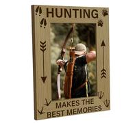CREATCABIN Hunting Picture Frame Paws Print Wood Photo Frames Engraved Display Tabletop Postcard Frame for Hanging Wall Birthday Christmas Home Hunters Gifts 4x6Inch-Hunting Makes The Best Memories
