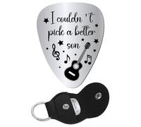 CREATCABIN I Couldn't Pick a Better Son Guitar Pick Stainless Steel Bass Acoustic Electric Rock with PU Leather Keychain Jewelry Gift for Son from Mom Dad Christmas Birthday Musician 1.26 x 1in