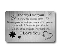 CREATCABIN I Love You Wallet Card Engraved Wallet Insert Metal Wallet Card Insert Anniversary Mini Love Notes Gift For Women Men Girlfriend Boyfriend Fiance Valentine Day Wedding Birthday Christmas