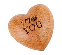 CREATCABIN I Miss You Wooden Heart Ornaments Tiny Hug Token Solid Olive Wood Heart Special Hand Holding Lucky Charm Gift Thinking of You For Love Friends Families Couples Colleagues