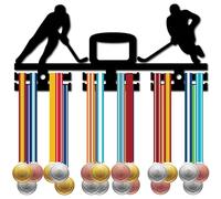 CREATCABIN Ice Hockey Medal Display Acrylic Medal Hanger Medal Rack Hanging Awards Wall Mounted Decor 2 Rows Design Hold 40+ Medals for Golf Swimming Athletes Player Race Home Badge 11.4x5.1 Inch