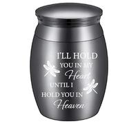 CREATCABIN I'll Hold You In My Heart Urn Dragonfly Urns Black Metal Alloy Memorial Decorative Cremation Ashes Keepsake Holder Container with Bag Spoon Cloth for Funeral Burial Human Pet 1.6" x 1.2"