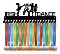 CREATCABIN Irish Dance Medal Hangers Medal Holder Display Hanger Rack Sports Metal Hanging Athlete Awards Wall Mount Decor with 20 Hooks for Wall Women Competition Dance Clover Black 15.7 x 5.9 Inch
