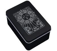 CREATCABIN Iron Tarot Cards Storage Box Tarot Card Holder Box Black Sun Metal Trinkets Case Tin Tarot Card Collection Boxes Deck Cases for Jewelry Fortune Telling Witchcraft Decor 3x5x2Inch