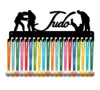 CREATCABIN Judo Medal Holder Display Medal Hangers Sports Frame Wall Mount Rack Iron Hooks Judo Belt Medal Hanger Organizer for Hanging Over 60 Medals Badges Wrestling Throwing Medalist 15.7 x 5.9Inch