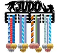 CREATCABIN Judo Medal Holder Display Sports Medal Hanger Small Iron Non-Slip Award Ribbon Rack Wall Mounted Frame for Hanging 40+ Awards Ribbons Organizer Storage Medalists Winner 11.4x5.1 Inch