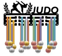 CREATCABIN Judo Medal Holder Medal Hanger Rack Display Hanging Award Wall Mounted Room Decor 3 Lines Design Hold 60+ Medals Sports for Golf Lovers Player Race Competition Winner Medalist 11.4x5.1 Inch
