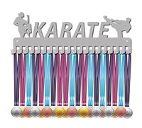 CREATCABIN Karate Medal Holder Athlete Sport Medals Display Stand Wall Mount Hanger Decor Taekwondo Holders for Home Badge Storage 20 Hooks Runners Medalist Running Gymnastics Over 60 Medals, Silver