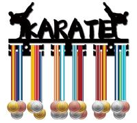 CREATCABIN Karate Medal Holder Display Hanger Rack Medal Holder Frame Medal Rack Acrylic Wall-Mounted Shelf with 12 Separate Hooks Hang 0ver 40+ Medals for Karatekas Martial Artist 11.4x5.1 Inch