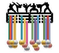 CREATCABIN Karate Medal Holder Medal Hanger Display Rack Sports Metal Hanging Awards Iron Small Mount Decor Awards for Wall Home Badge Race Running Gymnastics Swimming Medalist Black 11.4 x 5.1 Inch