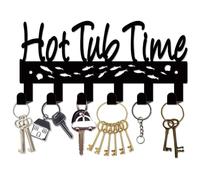 CREATCABIN Key Hooks with 6 Hooks Wall Mounted Holder Hangers Black Mental Key Hanger Holder Wall Mount Rack Hanging Organizer Decorative for Bags Coats Keys Towels Entryway Front Door 10.6x5.1 Inch