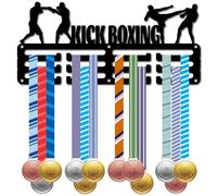 CREATCABIN Kick Boxing Medal Holder Medal Hanger Display Rack Sports Metal Hanging Awards Iron Small Mount Decor Awards for Wall Home Badge Running Gymnastics Swimming Medalist Black 11.4 x 5.1 Inch