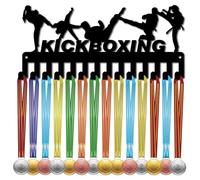 CREATCABIN Kickboxing Medal Holder Hanger Medal Display Rack Sports Competition Awards Hook Medal Small Wall Frame for Hanging 40+ Medals Taekwondo Athletes Championship Medalist 11.4 x 5.1Inch Black