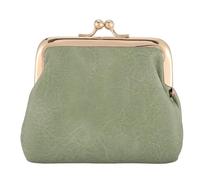 CREATCABIN Kiss Lock Clutch Mini Leather Wallet 4.5x4.9 inch PU Leather Small Change Purse with Clasp Closure Coin Organizer Portable Tiny Key Holder for Jewelry Keys Cash Cards Travel Dark Sea Green