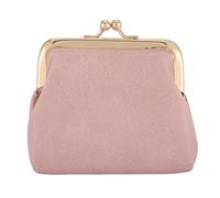 CREATCABIN Kiss Lock Coin Wallet 4.5x5 inch Pink PU Leather Small Change Purse with Clasp Closure Coin Organizer Portable Tiny Mini Wallet Key Holder for Storing Jewelry Keys Cash Cards Clutch Travel