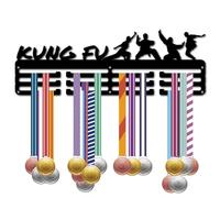 CREATCABIN Kung fu Medal Hanger Display Sports Run Medal Holder over 60+ Medals Award Iron Rack Frame Wall Mount Hanging Decor for Runner Marathon Athlete Competition Ribbon Medal Black 15.7 x 5.9Inch