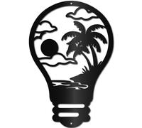 CREATCABIN Lamp Shape Metal Wall Decor Hawaii Iron Wall Display Hanging Wall Art Indoor Home Decoration Simple for Living Room Bedroom Kitchen Garden Christmas Thanksgiving 11.8x7.9 Inch Coconut Trees