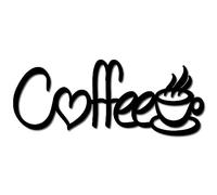 CREATCABIN Laser Cut Wood Letter Sign Coffee Wall Decor Bird Wall Art Wooden Basswood Silhouette Hanging Sculpture Unfinished Decoration for Painting Crafts DIY Home Cafe Bar Gift Black 11.8x4.7Inch