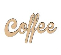 CREATCABIN Laser Cut Wood Sign Wall Art COFFEE Letter Sign Decorative Wall Sculpture Hanging Decor Unfinished For Housewarming Door Wall Room Decoration 250 x 140 x 6mm