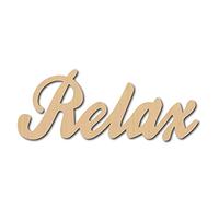 CREATCABIN Laser Cut Wood Sign Wall Art Relax Letter Sign Heart Decorative Wall Sculpture Hanging Decor Unfinished For Housewarming Door Room Decoration 9.9 x 3.9inch