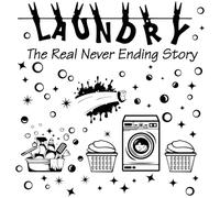 CREATCABIN Laundry Wall Stickers Laundry Room Decals Decor Wall Art Quote Stickers Black Laundry Signs Vinyl Sticker for Apartment Washing Machine Decoration-The Real Never Ending Story 23.6x11.8Inch